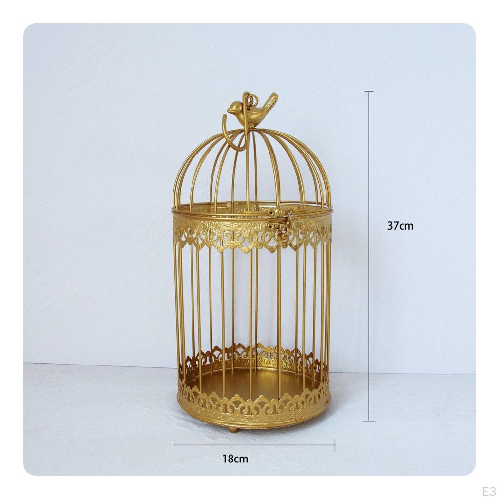3 Pieces Wedding Birdcage Centerpiece Hollow Design Golden Ornament Vintage Greeting