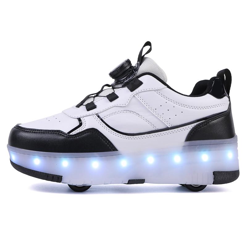 Scarpe da corsa a quattro ruote per bambini Scarpe basse staccabili Ricaricabili USB Luminose Scarpe sportive Ragazze Pattini a rotelle Scarpe da ragazzo