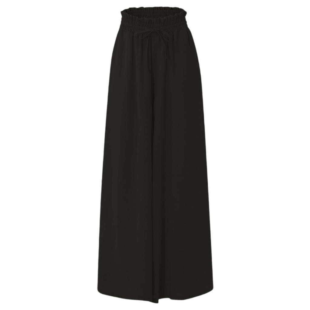 Women's Casual Fashion Elastic Waistband Wide Leg High Waist Long Skirt Pants