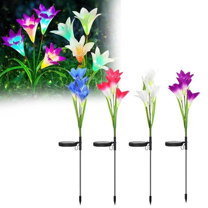 Outdoor Simulation Lily Waterproof Led Solar Light Lawn Lights Garden Decoration