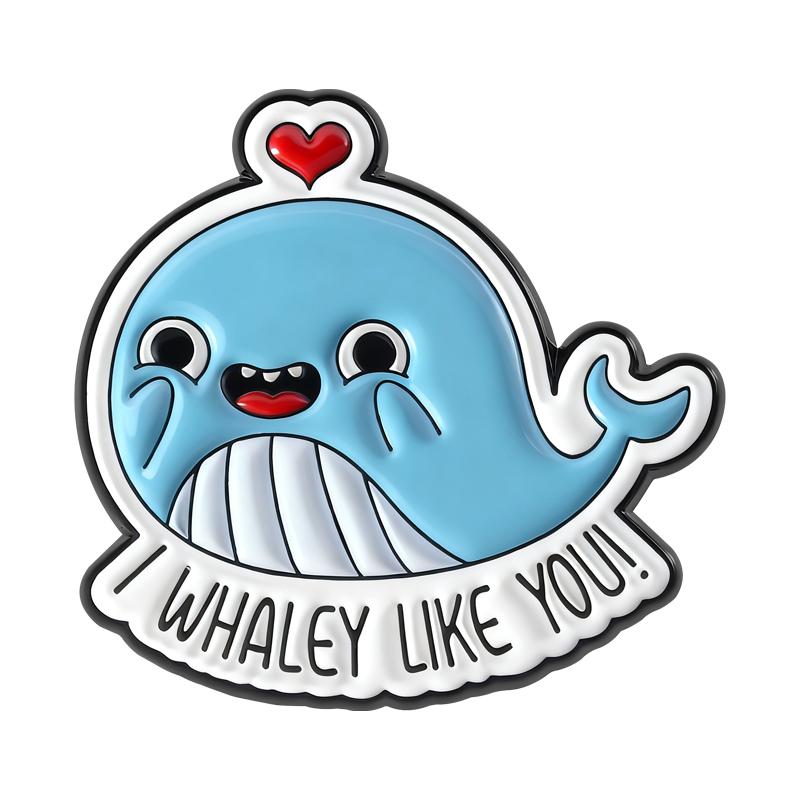 Cute Whale Puns Enamel Pins Everything Whale Be Okay I Whaley Like You Brooches Lapel Badges Animal Jewelry Gift for Kid Friends