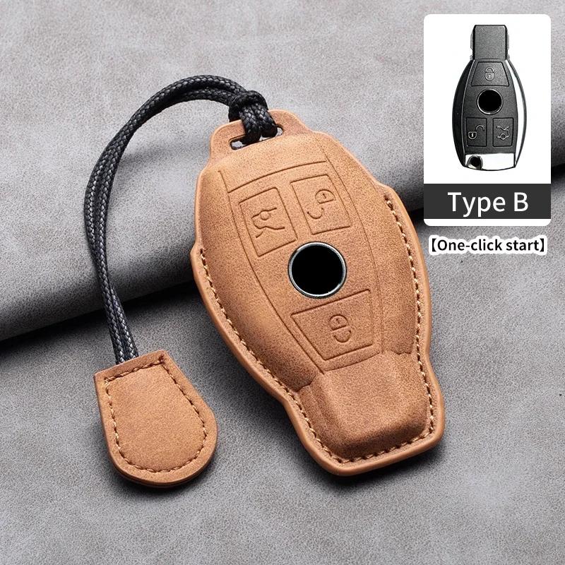 Leather Car Remote Key Case Cover Shell for Mercedes Benz A B C E Class CLS CLA GLS GLA GLK GLC AMG W176 W204 W205 W212 W463