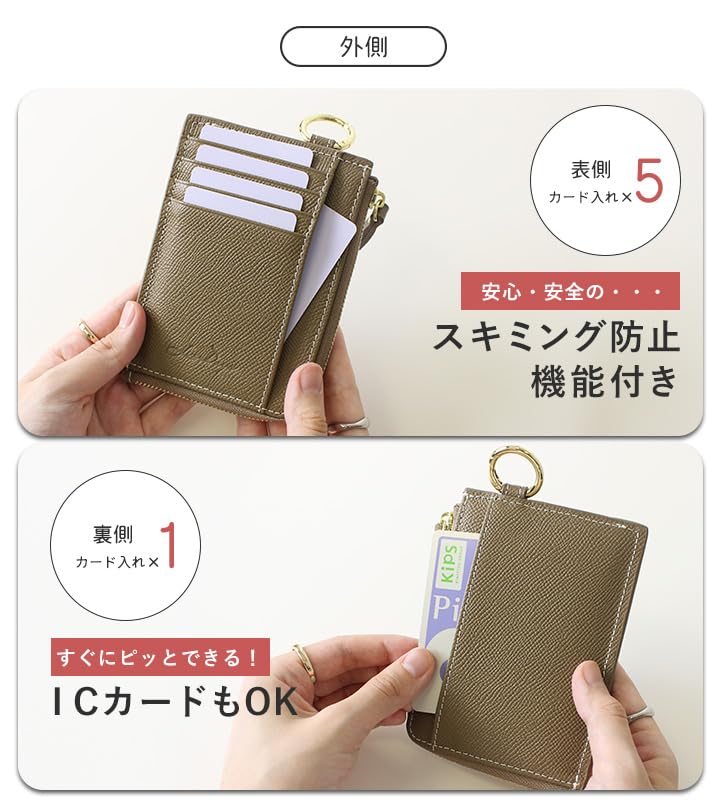 Lizdays Genuine Leather Fragment Case Mini Wallet with Zipper and Coin Slim Design Women's L-Shaped Purse, (Lavender)