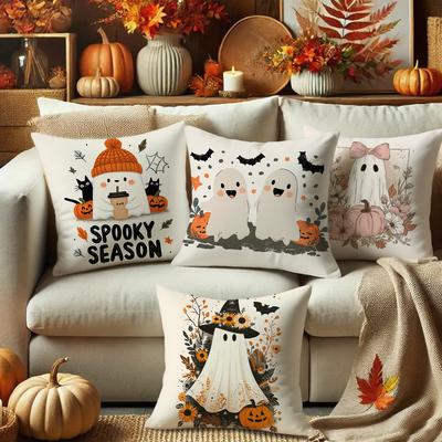 Spooky Season Ghosts & Pumpkins PillowSuitable for Sofa Car Bedroom Decorative Cushion Cover Pillow Cover