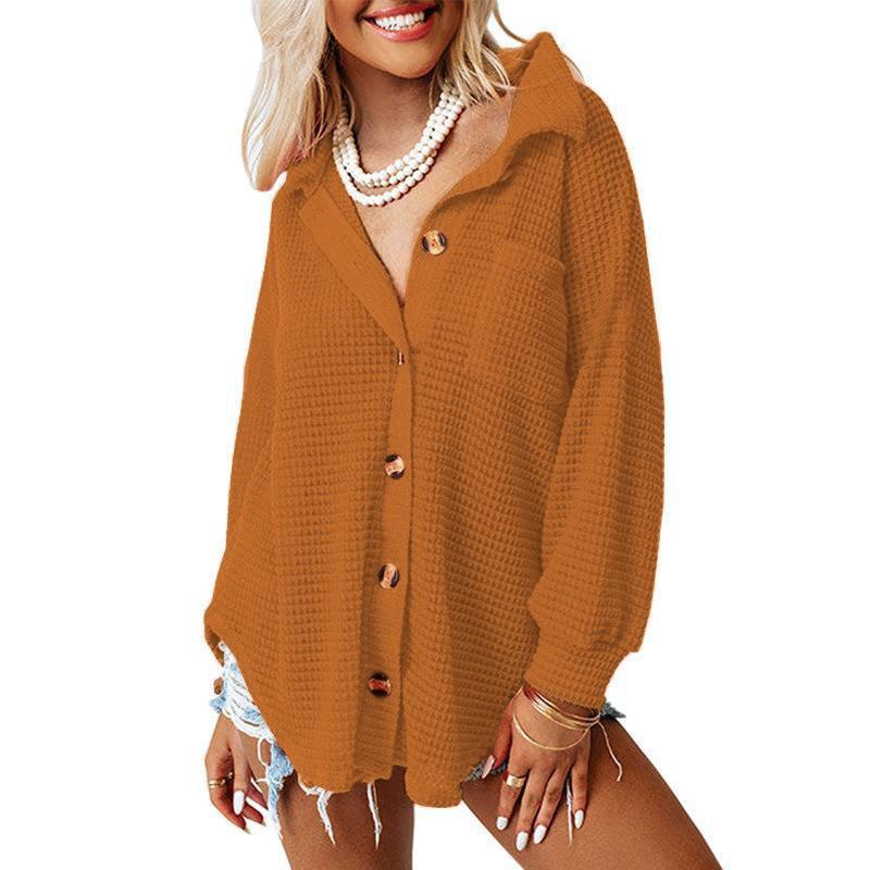 Fashion Women Color Casual Loose Cardigan Button Top T-shirt Long Sleeve Shirt