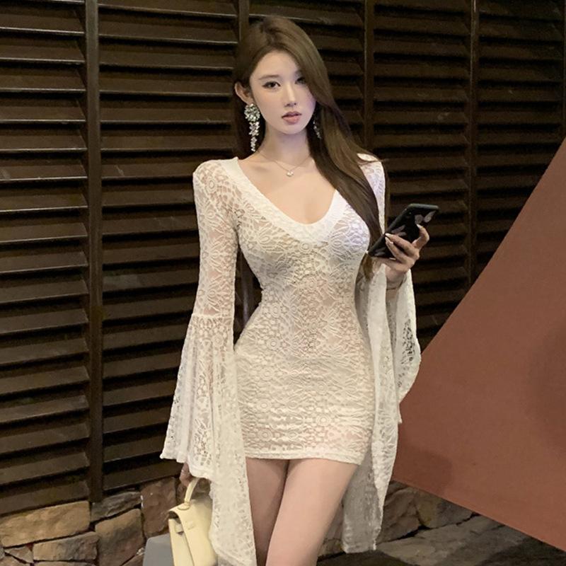 

Новое модное облегающее платье из чистого кружева + юбка с внутренними подвязками S белый