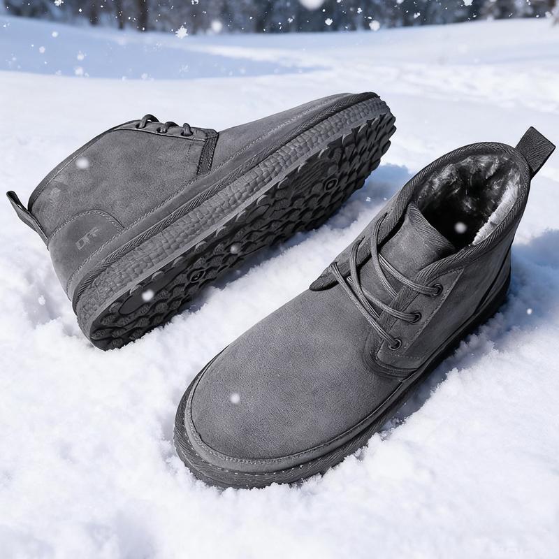 Winter Men's Short Boots Warm Stylish Casual Outdoor Ski-Ready Fleece-Lined Insulated Cotton Shoes Men's Short Boots Versatile