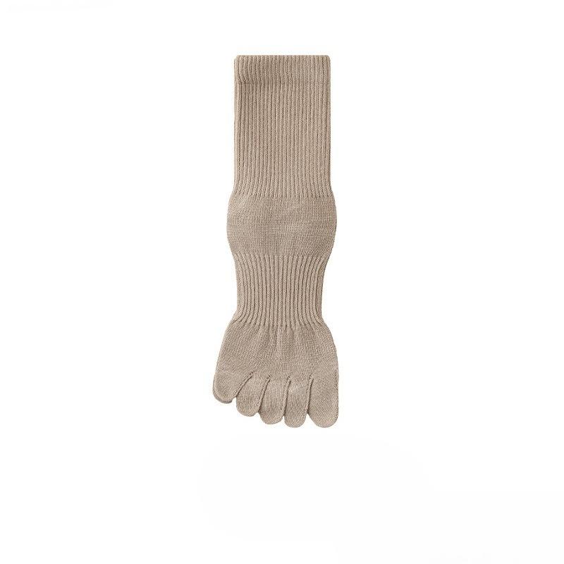 Female Spring and Autumn Antibacterial Movement Breathable Sweat Absorption Boneless Five Finger Tube Cotton Socks