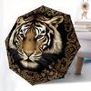 Golden Tiger Portrait Decorative PlateUmbrella, Portable 3-FoldCompact Umbrella for Men & Women Gift