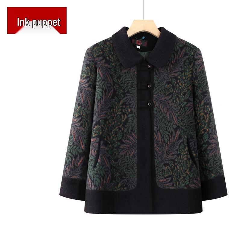 Elderly Women s Floral Plush-Lined Cardigan Jacket 5XL