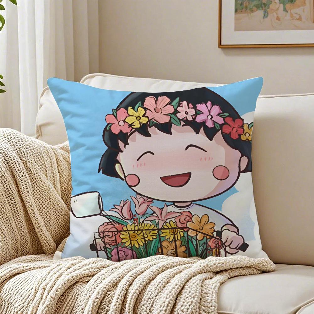 Cute Classic Anime CCherry Marukochan Cushion Cover Pillowcase Antidustmite living Room Sofa Decor Cushion Room