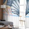 Ozean Sommer Muschel Seestern Korallen Aquarell Transparente Vorhänge für Kinder Schlafzimmer Wohnzimmer Voile Fenster Vorhänge Tüll Vorhänge