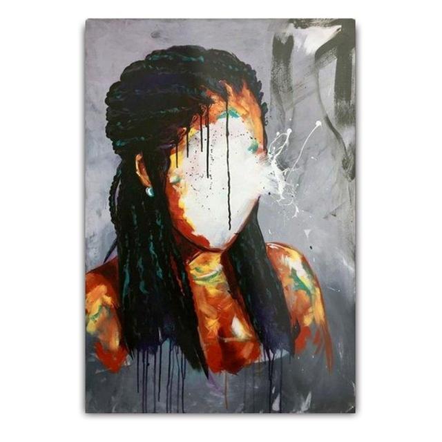 Graffiti-Kunst, abstrakte Figur, Leinwandmalerei, Kronengöttin, Wandkunst, Poster, einzigartige Frisur, sexy Mädchen, Heimdekoration, Wandbild, kein Rahmen