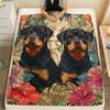Rottweiler und Blätter, Muster Flanelldecke, Hohe Qualität, Bequem für alle Jahreszeiten, Heimdekoration, Wärme und Komfort, Perfekt für Geschenke.