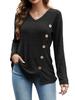 2023 Women's Autumn & Winter V-Neck Button Split Loose Long-Sleeve T-Shirt Top