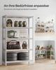 SONGMICS 5-Tier Shelving Unit, Steel Shelving Unit for Storage, Tool-Free Assembly, for Garage, Shed, Load Capacity 875 kg, 60 x 120 x 200 cm, Silver