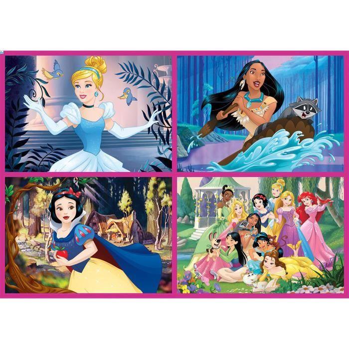 Puzzles disney princesses - educa - multi 4 en 1 - 100-200 pièces - dessins animés et bd - rose