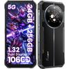 FOSSIBOT F109 5G Захищений смартфон Розблокований, 24(8+16)GB 256GB Пам'яті, Android 14, Акумулятор 10600mAh, 6.745" FHD Екран