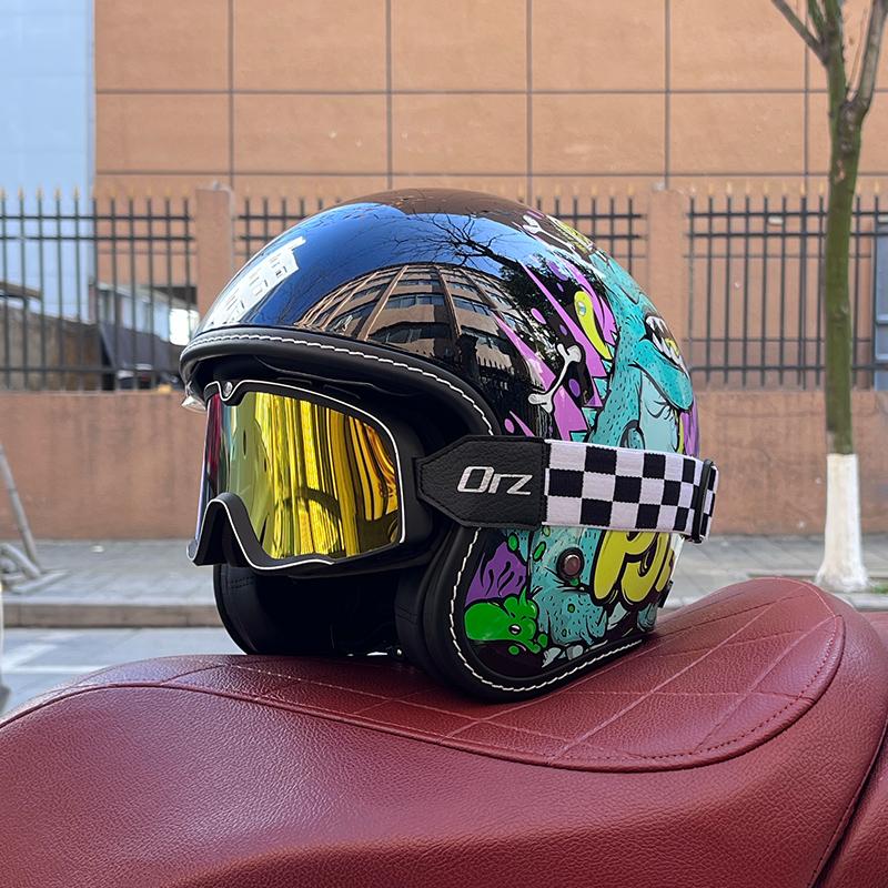 2024 NEW Motorcycle Helmet for Men and Women 3C Certification 3/4 Helmet Retro Half Helmet Motorcycle Commuting for All Seasons