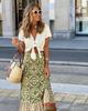 2024 Summer Women's European & American Loose Patchwork Print Maxi Skirt