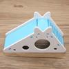 Wooden Hamster House Rest Nest Assembly Climbing Stairs Small Pet Exercise Playing Toy(Blue)
