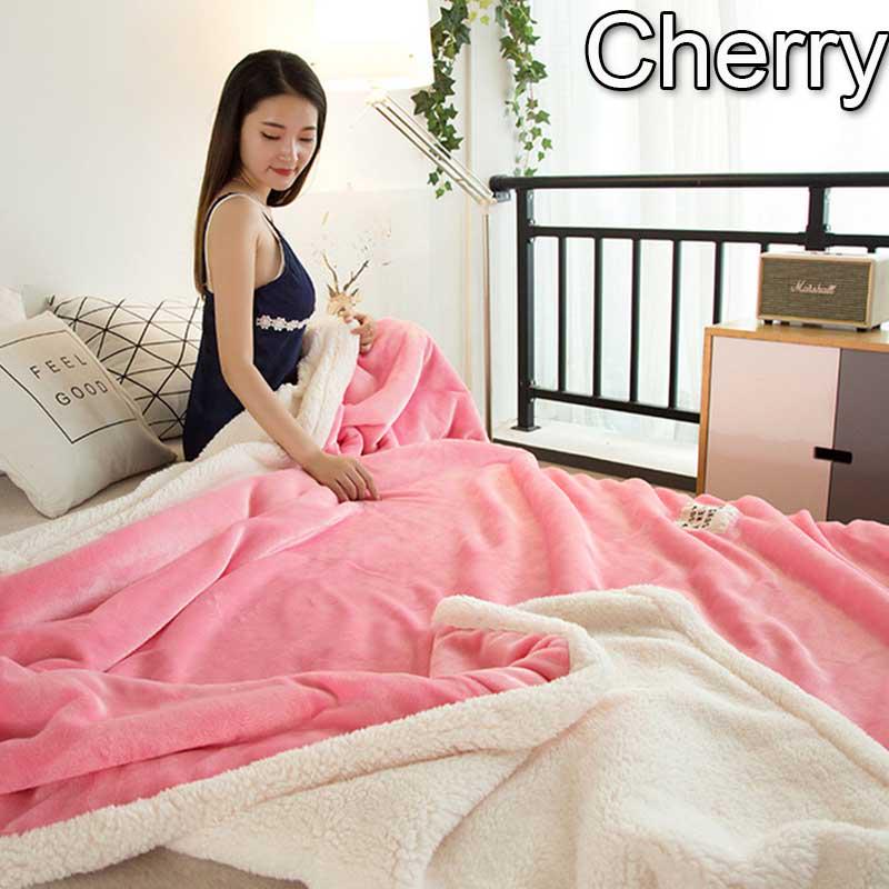 Super Soft Solid Color Double Thick Lambs Fleece Flannel Blanket Air Conditioning Blanket
