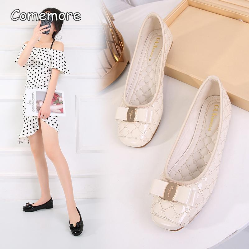 Comemore Comfortable Ballet Flats 2025 Women's Loafers Leather Moccasins Summer Footwear Elegant Red Slip-on Shoes for Women 42