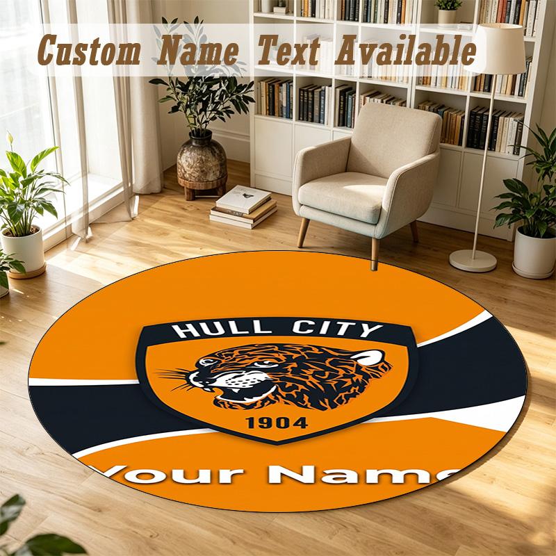 Round Rug Custom NameHull City Pattern Non Slip Carpet Home Floor Decor