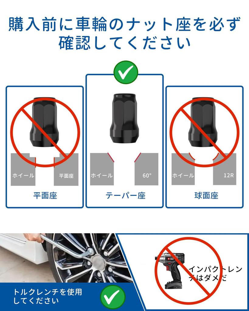 GAsupply Wheel Lock Nuts, M12 x P1.5, Compatible with Minicars and Standard Cars by