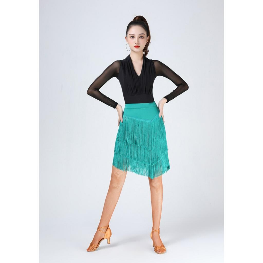 Lateinamerikanischer Tanzrock Übungskostüm Damen Erwachsene Rock Quastenrock Unterteile Wettbewerb Tanzaufführungskostüm