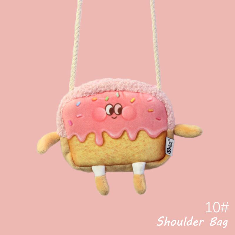 Cute Bread Toast Plush Shoulder Bag Coin Purse Handbags Storage Crossbody Tote
