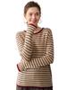 Cashmere Blend Women's Round Neck Color Block Stripe Knitwear: Loose, Elegant, Casual Autumn/Winter Pullover.