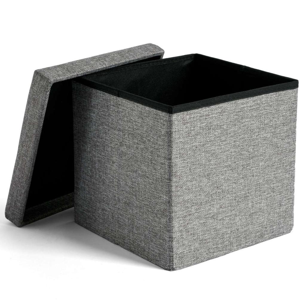 Folding fabric pouf DIEGO gray size L