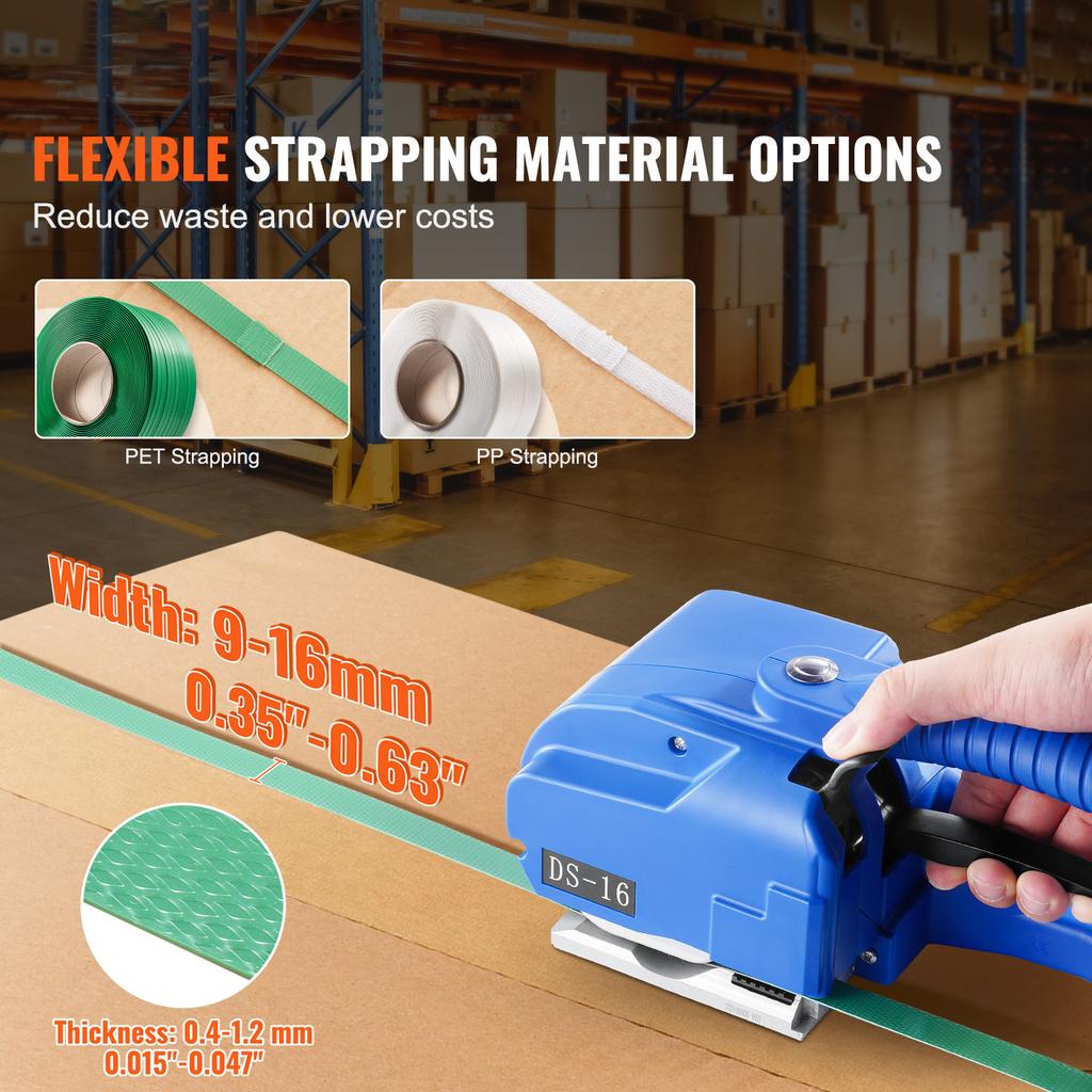 SucceBuy Automatic Electric Strapping Machine Portable Powered Banding Tool for 0.35"-0.63" PP PET Straps Packaging Box Pallet