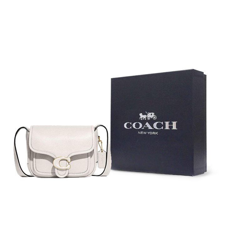 Coach Tabby 19 Solid Color Magnetic Flap Leather Shoulder Crossbody Bag Small Women Bags White CJ846-B4HA