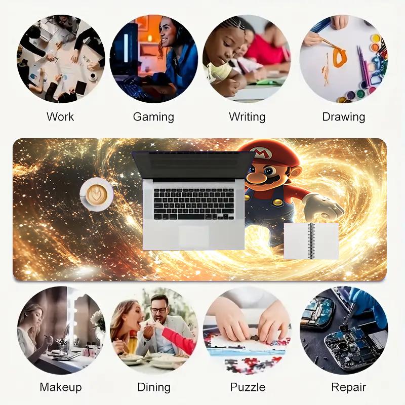 1Pc Mario Space Gaming Mouse Pad Keyboard Desk Mat Non-slip Rubber Lock Edge Waterproof Computer Mousepad for Office Home Decor Y184