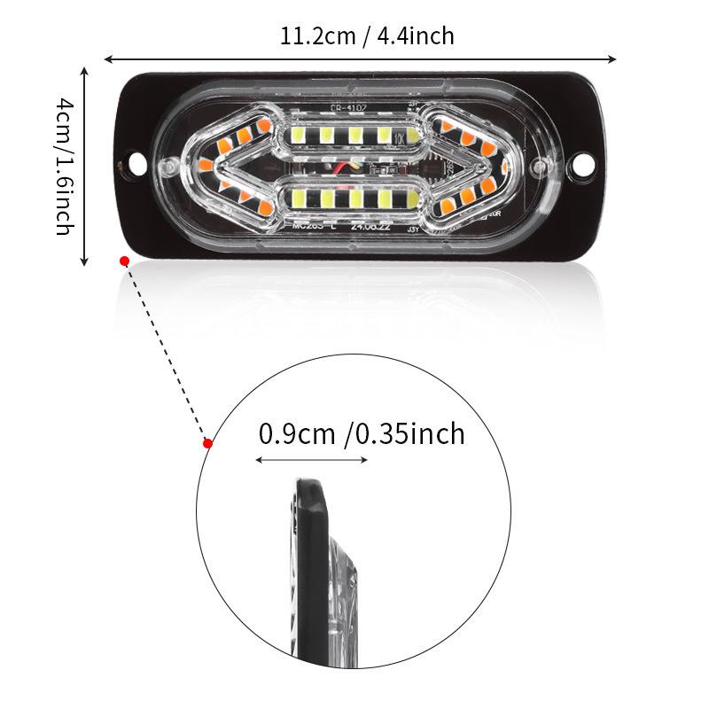 DXZ Ultra-thin 20 LED Truck Side Marker Strobe Lights, DC12-24V Warning Signal Flashing Lights