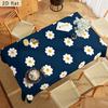 1pc Navy Blue Daisy Pattern 2D Flat Banner Tablecloth, 2D Flat Rectangular Kitchen Dining Table Decoration, Party Tablecloth Home Decor, Suitable for 