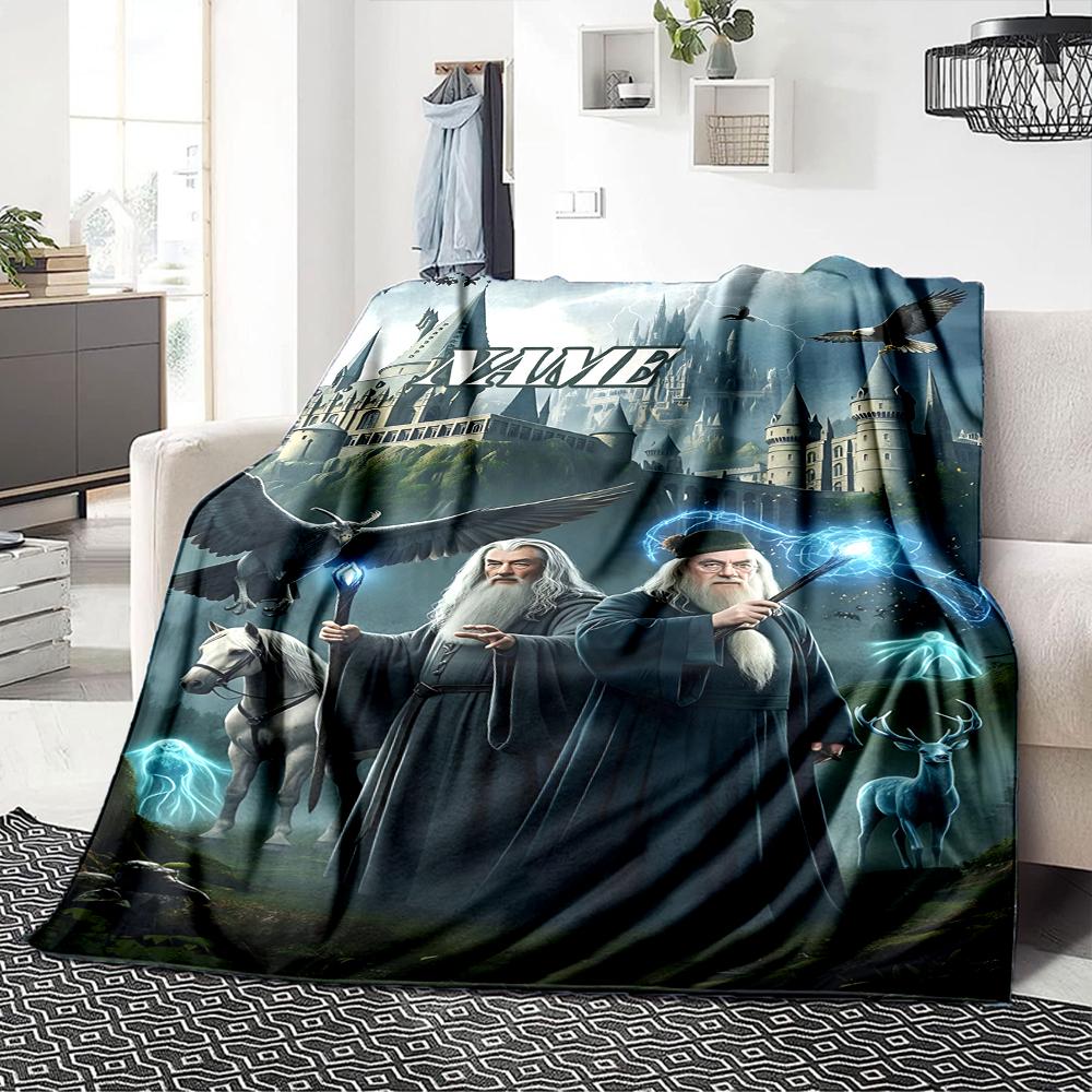 Custom Name Hogwarts Crest blanket for Couch & Bed, Plush Cozy Fuzzy Blanket Super Soft & Warm Blankets for Fall and Winter. 0908115
