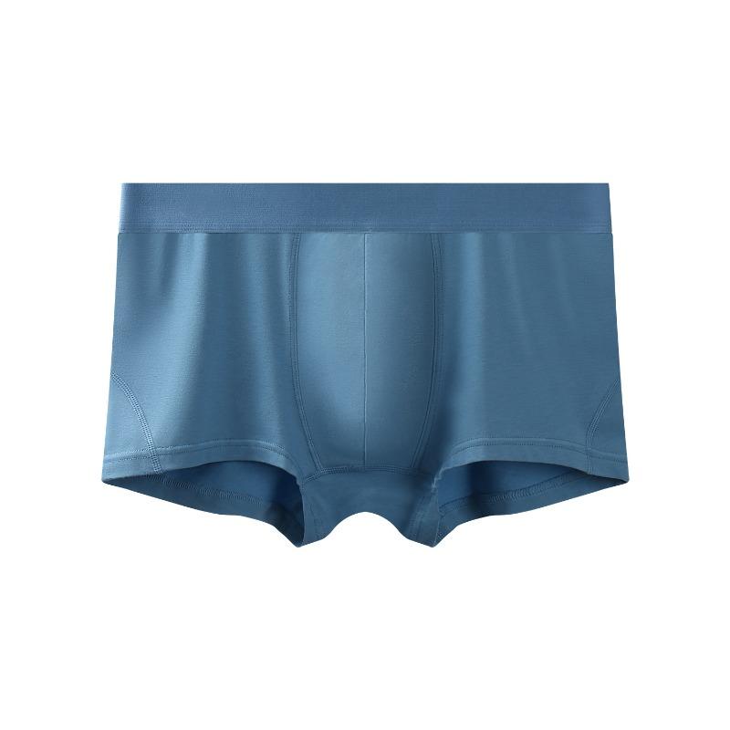 Men Loose Solid Color Cotton Mid Waist Antibacterial Breathable Boxer Briefs