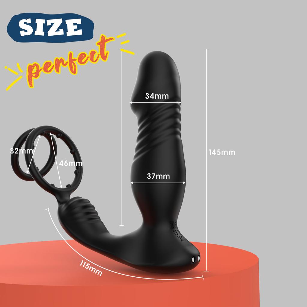 App Control Thrusting Prostate Massager Anal Vibrator 9 Vibrating 2 Ring Design Delay Ejaculation Butt Plug Sex Toy for Couples