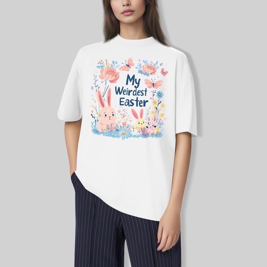Men's And Women's Casual Loose Printed T-Shirt Round-Neck Pullover Short-Sleeved Top