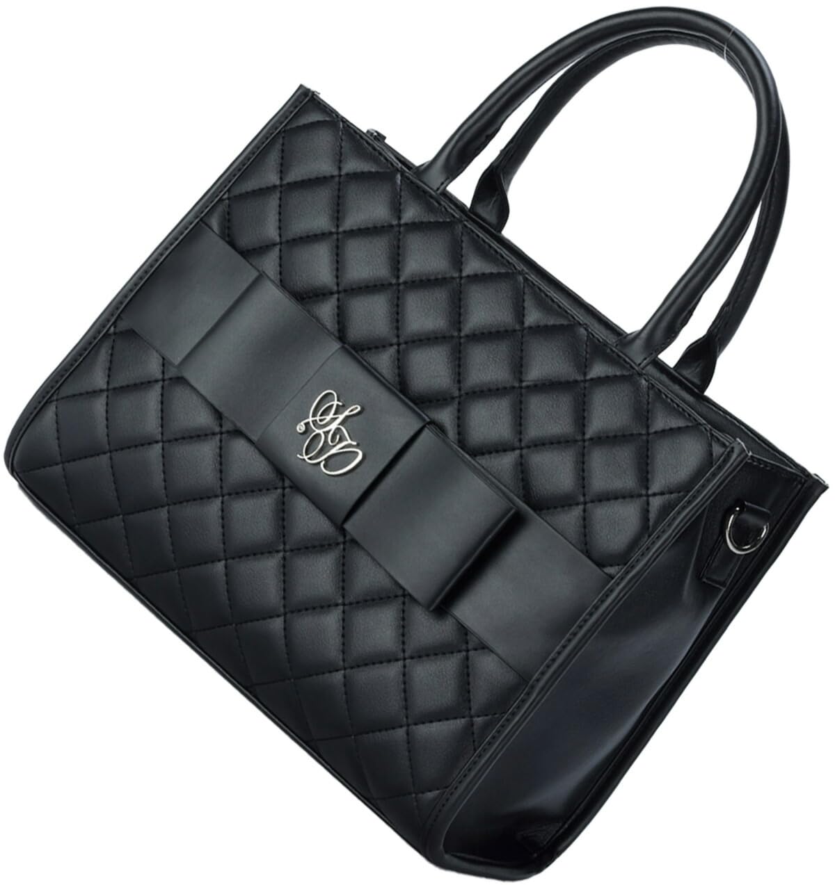 

Black Tote Bag for Large Synthetic Tote Shoulder Large Shoulder Houndstooth [SecretDoor] Women, Capacity, A4, Leather, Gusseted, Handbag, Bag, Bag, чорний