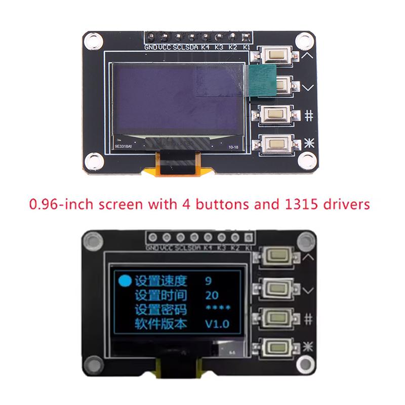 0.96-Inch Oled Display Screen White/Blue 12864 Screen Module With Matrix 4 Key Interfaces Keyboard Iic Ssd1315