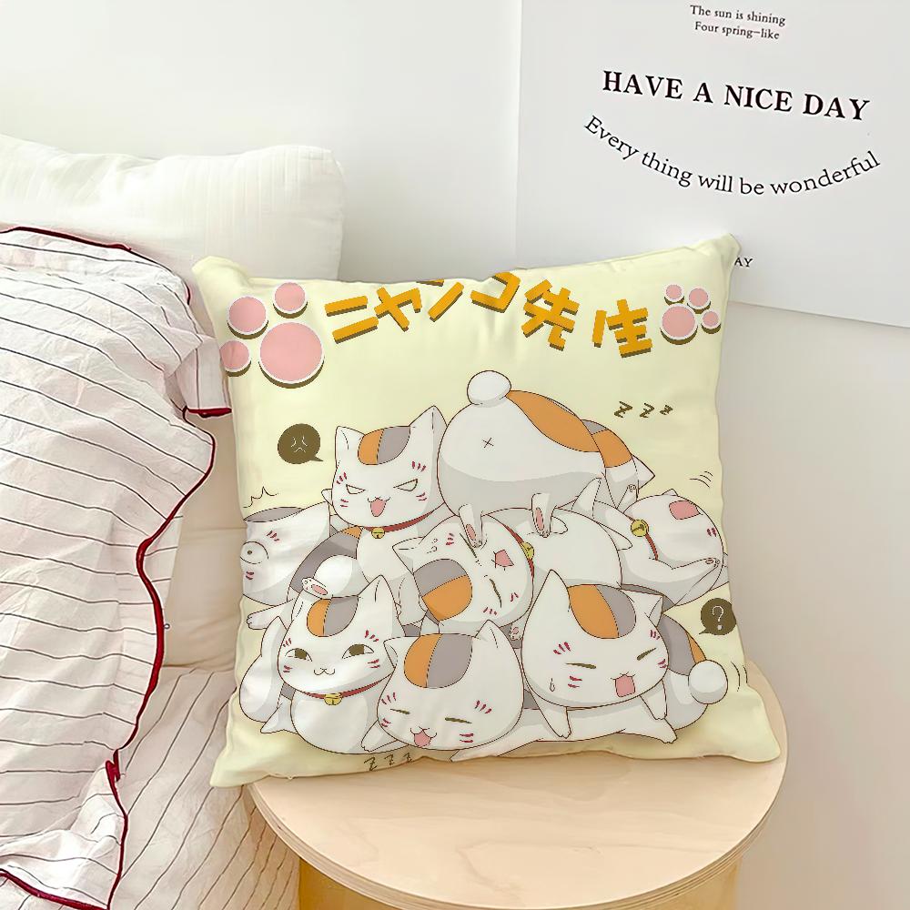 Anime Art Cute Cat N-Nyanko Sensei M-Madara Soft Pillowcase Sofa Home Living Room Bedside Decor Pillow Cover Gift Party Hogar