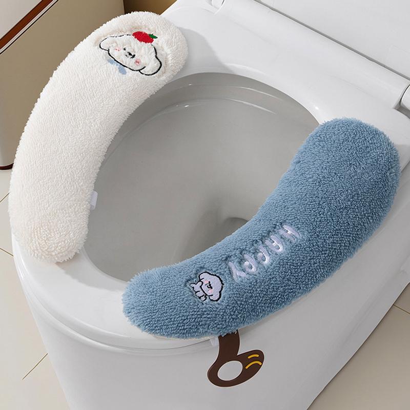 Plüsch Warme Dick Gepolsterte Toilettensitzbezug Matte Rutschfest Weiches Toilettensitzkissen Badezimmerzubehör