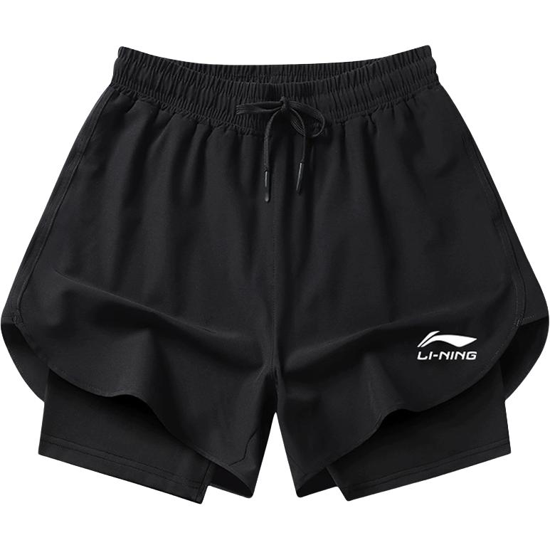 

Li-Ning Double Layer Anti-Embarrassment Breathable Comfortable Beach Shorts Men Shorts Black LKJL976-1 M
