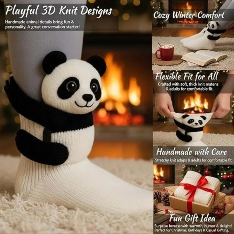 3D Knitted Cute Animal Floor Socks Handmade Crocheted Warm Sloth Panda Novelty Gifts for Kids Essential
