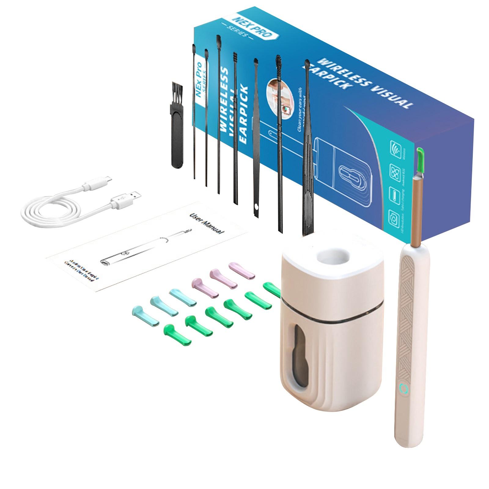 

Визуальный ушной зонд, беспроводной эндоскоп для чистки, инструмент для чистки ушей с высоким разрешением One Size белый