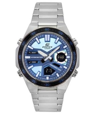 Edifice Analog Dijital Paslanmaz Çelik Mavi Kadran Kuvars EFV-C110D-2B 100M Erkek Saat